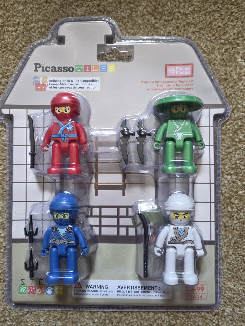 PicassoTiles Magnetic Ninja Figures 10 Piece Set Brick Compatible New